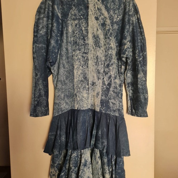 Blue Fit and Flare Midi Dress with Long Raglan Sleeves - Picture 4 of 6